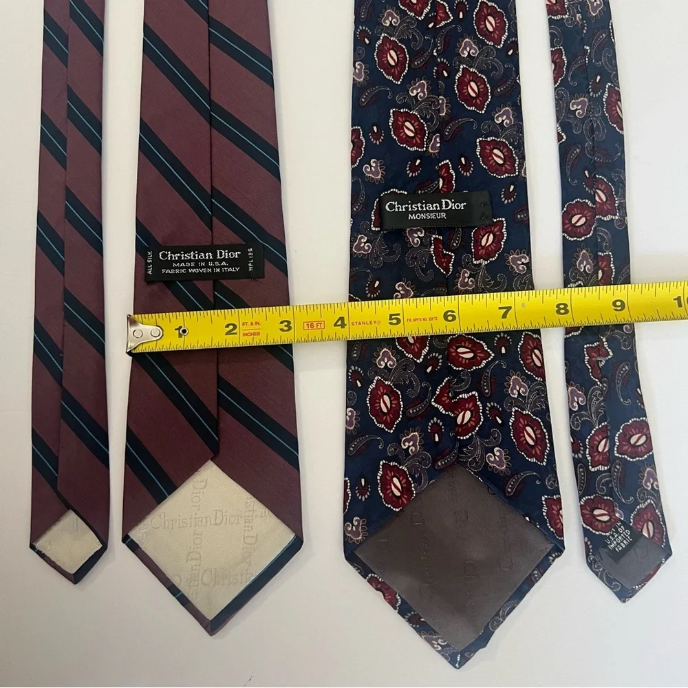 Christian Dior, All Silk, Made in USA,‎ Striped and Patterned Ties Set of 2